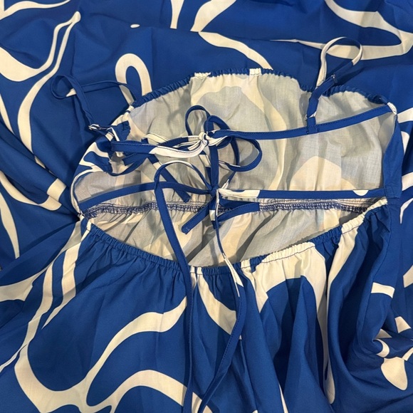 Commense Printed Back Tie Detail Blue Dress - Picture 5 of 6